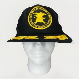 Vintage NRA Hat Snapback Trucker Cap Mens Black USA Made 80s Scramble Eggs